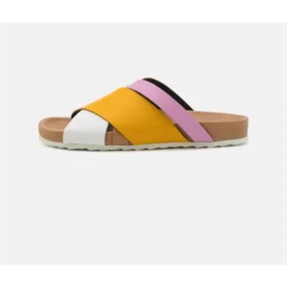 Pierre Hardy Shoes - Pierre Hardy Multicolor Leather Slide Sandals - Yellow, Pink, White